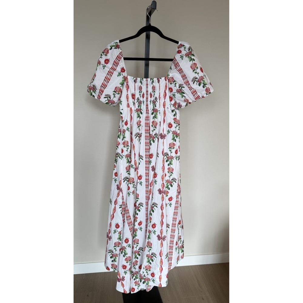Hill House Home The Matilda Dress Red Shell Vine Stripe Size XS CottageCore sun - Picture 3 of 4